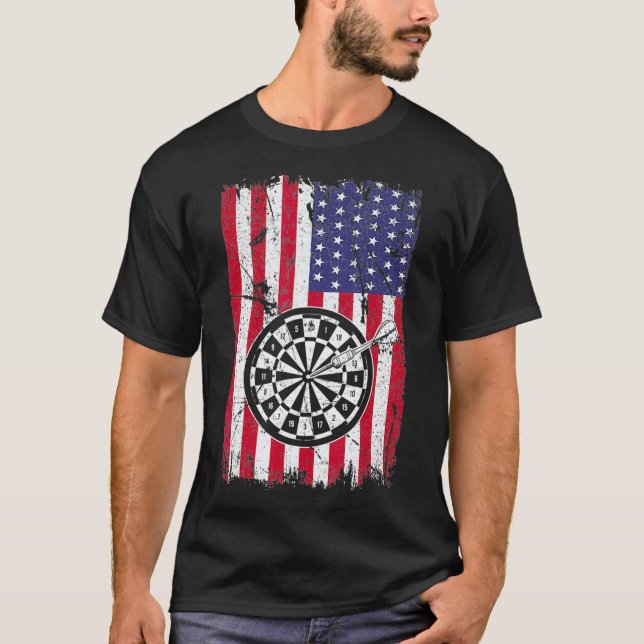 Camiseta Bandera Americana Dart Board Shirt USA Darts Leagu (Anverso)