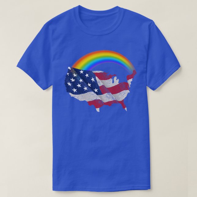 Camiseta Bandera americana de arcoíris del 4 de julio LGBTQ (Diseño del anverso)