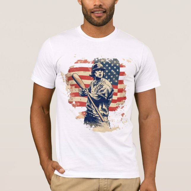 Camiseta Bandera Americana De Béisbol (Anverso)