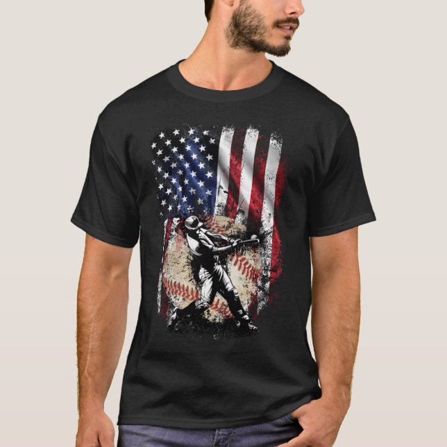 Camiseta Bandera Americana de Béisbol Lover USA 4 de julio (Anverso)
