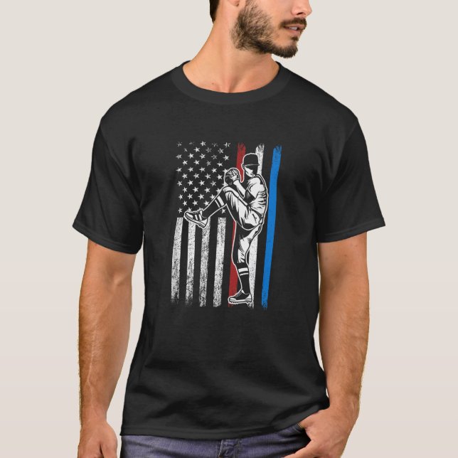 Camiseta Bandera Americana De Béisbol Pitcher Estados Unido (Anverso)