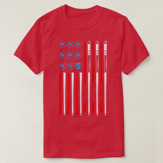 Camiseta Bandera Americana de Billiards Pool (Diseño del anverso)