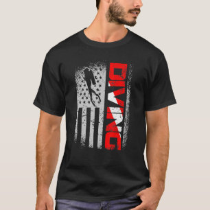 Camiseta Bandera Americana De Buceador Abajo Bandera Estado