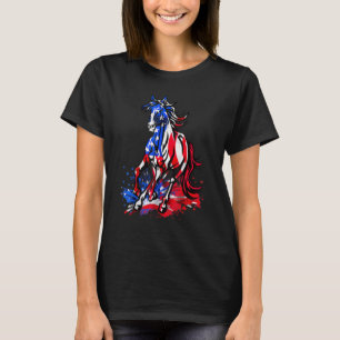 Camiseta Bandera Americana de Caballo Día de la Independenc