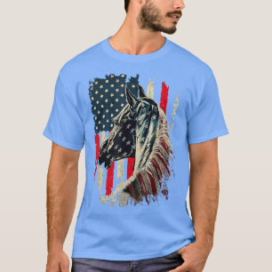 Camiseta Bandera Americana de Caballo Patriótico Retro de V