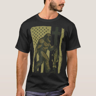 Camiseta Bandera Americana De Camuflaje De Pesca De Bigfoot