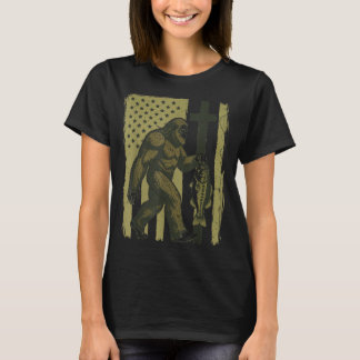 Camiseta Bandera Americana De Camuflaje De Pesca De Bigfoot