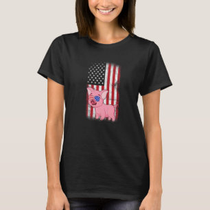 Camiseta Bandera Americana De Cerdo Niños Chicas Hombres Mu