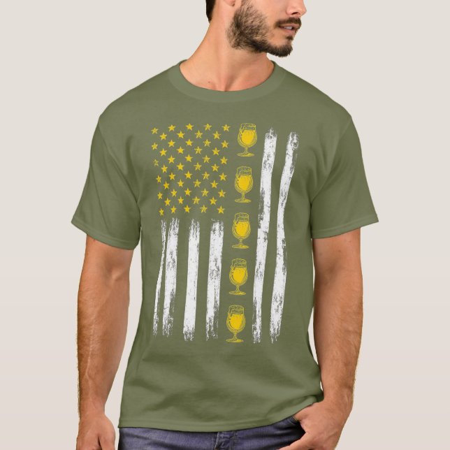 Camiseta Bandera Americana De Cerveza 4 De Julio Día De La  (Anverso)