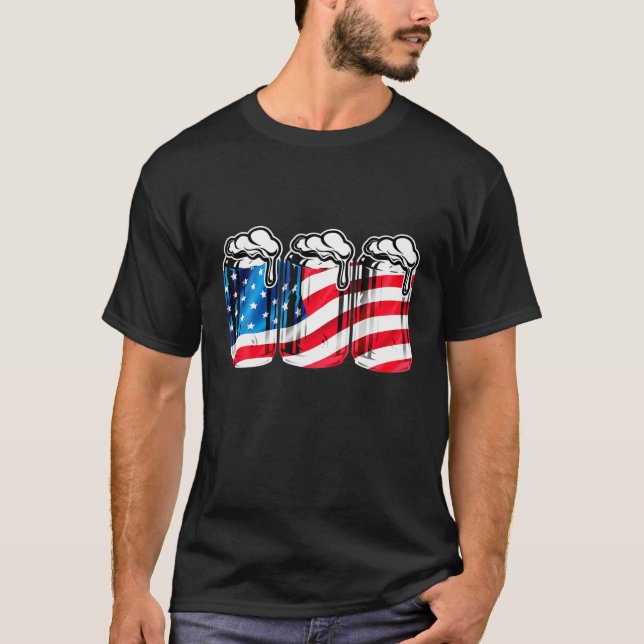 Camiseta Bandera Americana De Cerveza 4 De Julio Hombres Mu (Anverso)