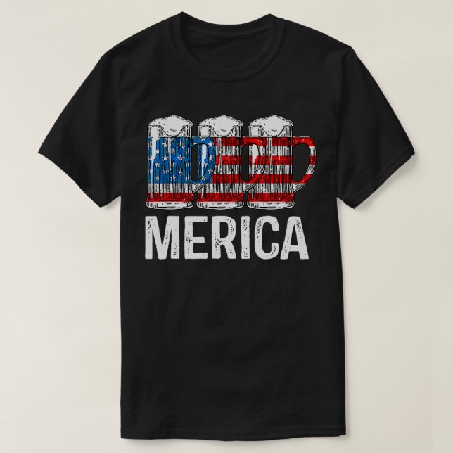 Camiseta Bandera Americana de Cerveza de Merica regalo del  (Diseño del anverso)