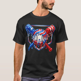Camiseta Bandera Americana De Drip De Béisbol Para Niños 4T