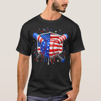 Camiseta Bandera Americana De Drip De Béisbol Para Niños Ho
