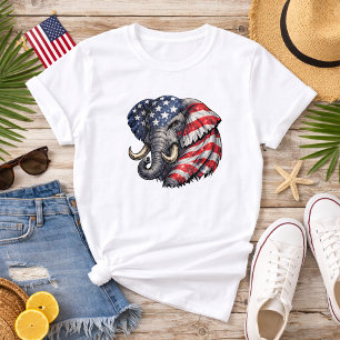 Camiseta Bandera Americana de Elefante