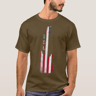 Camiseta Bandera Americana De Guitarra Vintage De Estados U