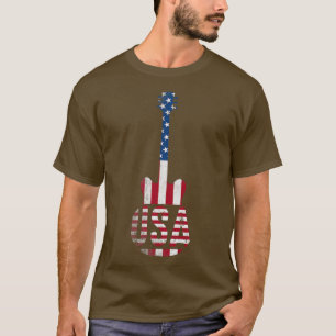 Camiseta Bandera Americana De Guitarra Vintage De Estados U