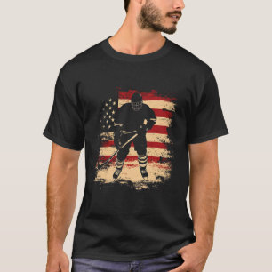 Camiseta Bandera Americana de Hockey Distorsionada Vintage 