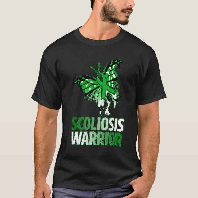 Camiseta Bandera Americana De La Cinta Verde De La Mariposa (Anverso)