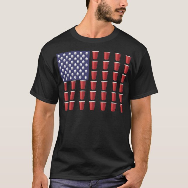 Camiseta Bandera Americana de la Copa Roja Solo de Beer Pon (Anverso)