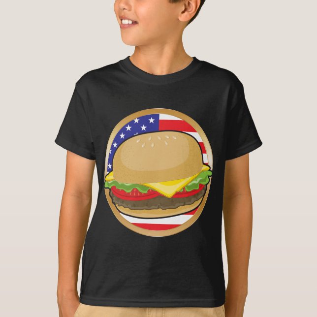 Camiseta Bandera americana de la hamburguesa (Anverso)