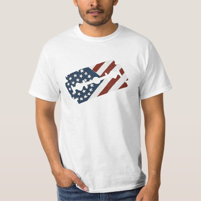 Camiseta Bandera americana de la hoja de afeitar del (Anverso)