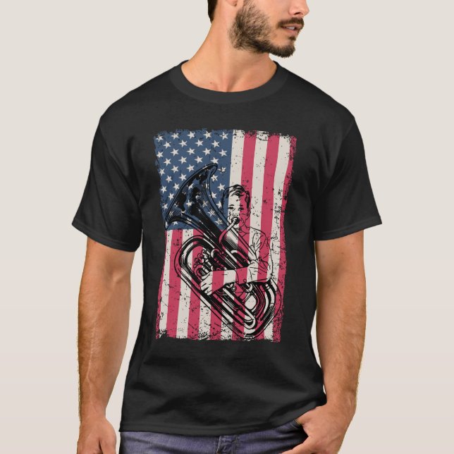 Camiseta Bandera americana de la tuba de la banda (Anverso)