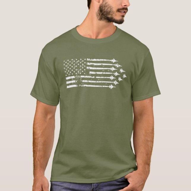 Camiseta Bandera americana de las estelas de vapor del (Anverso)
