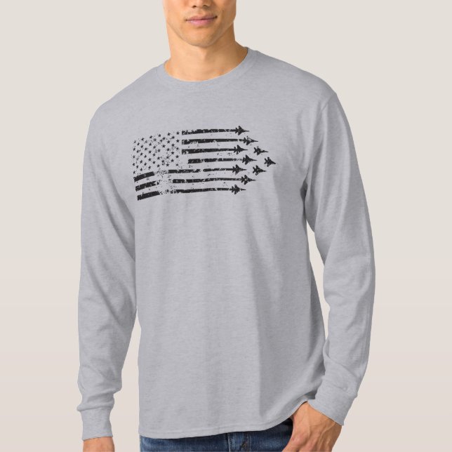 Camiseta Bandera americana de las estelas de vapor del (Anverso)