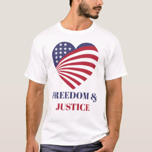 Camiseta Bandera americana de Libertad y Justicia con Coraz