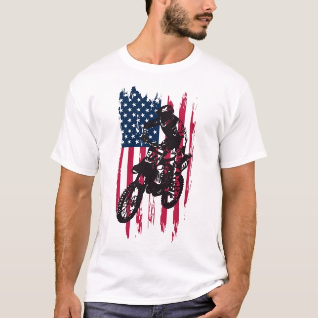 Camiseta Bandera americana de los E.E.U.U. del motocrós de (Anverso)