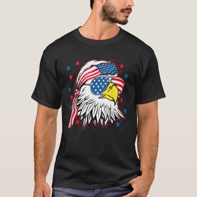 Camiseta Bandera Americana De Merica Bald Eagle Mullet 4 De (Anverso)