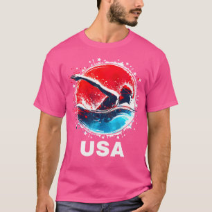 Camiseta Bandera Americana De Natación Del Equipo De Los Es