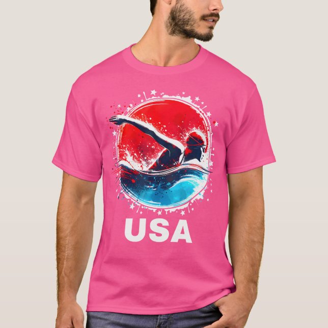 Camiseta Bandera Americana De Natación Del Equipo De Los Es (Anverso)
