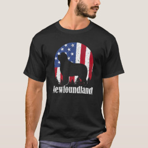 Camiseta Bandera Americana De Perro De Terranova 4 De Julio