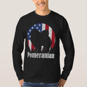 Camiseta Bandera Americana De Perro Pomeraniano 4 De Julio