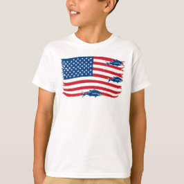Camiseta Bandera Americana De Pesca De Estilo Vintage Rojo 