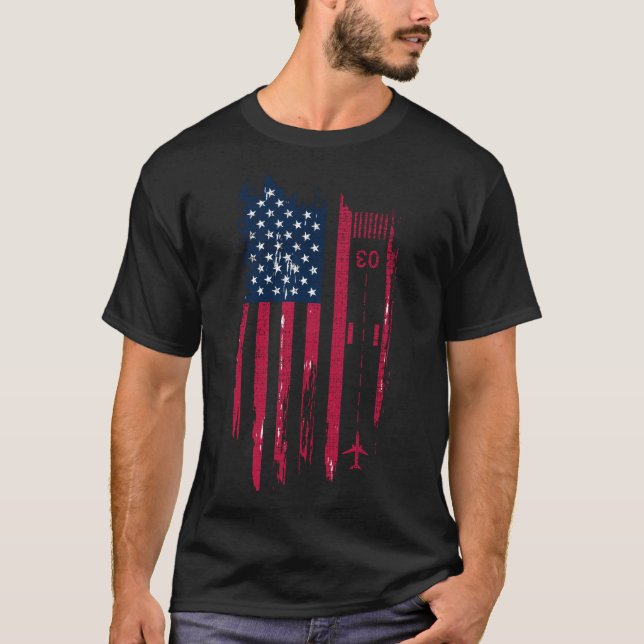 Camiseta Bandera americana del aeroplano del piloto (Anverso)