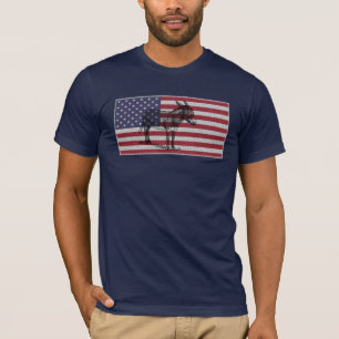 Camiseta Bandera americana del burro en azules marinos