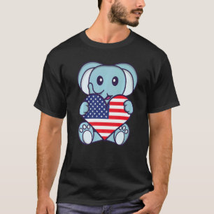 Camiseta Bandera Americana Del Elefante Bandera Estadounide