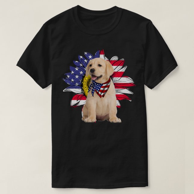 Camiseta Bandera americana del girasol Labrador Perros Aman (Diseño del anverso)