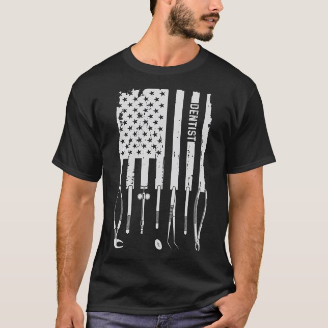 Camiseta Bandera americana del higienista dental del (Anverso)