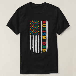 Camiseta Bandera americana del padre con autismo, concienci