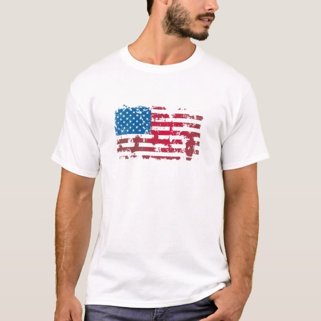 CAMISETA BANDERA AMERICANA DEL VINTAGE (Anverso)