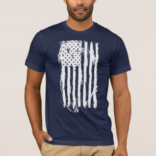 Camiseta Bandera Americana Distorsionada Blanca