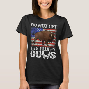 Camiseta Bandera Americana Divertida Bisonte No Acaricie al