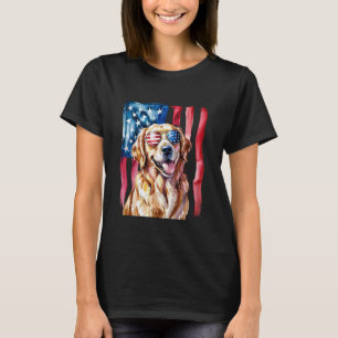 Camiseta Bandera Americana Divertida Golden Retriever USA R