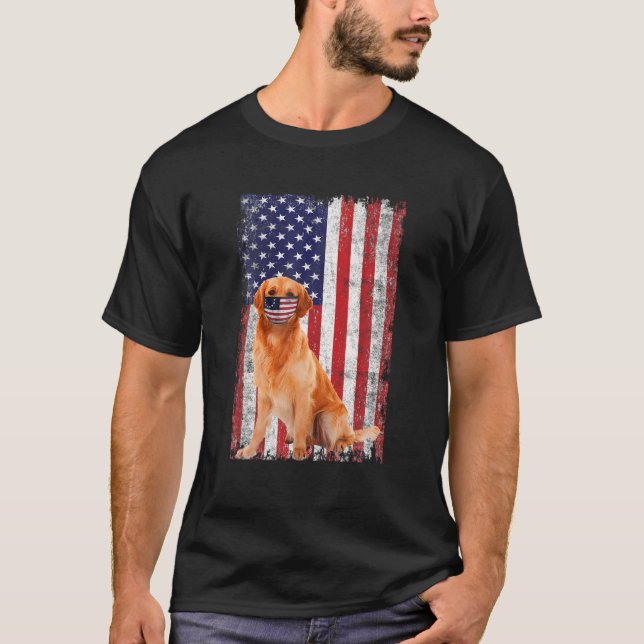 Camiseta Bandera Americana Dorada El Perro Usa Máscara De C (Anverso)