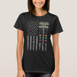 Camiseta Bandera Americana Drag Racing Strip Luz de árbol p