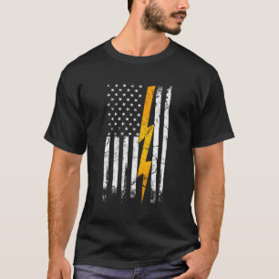 Camiseta Bandera Americana Electricidad Cable Engineering E