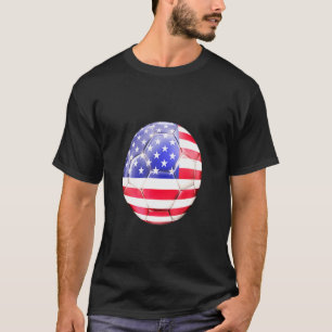Camiseta Bandera Americana En Bandera De Baloncesto De Fútb